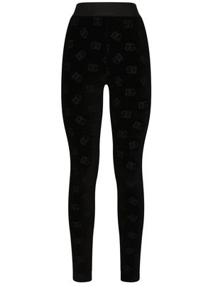 Dolce & Gabbana logo-print cotton leggings - Black