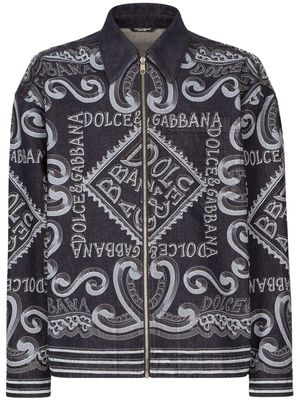 Dolce & Gabbana logo-print cotton shirt jacket - Blue