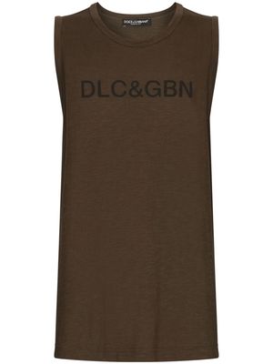 Dolce & Gabbana logo-print cotton tank top - Brown