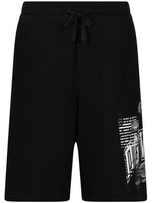 Dolce & Gabbana logo-print cotton track shorts - Black