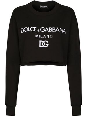 Dolce & Gabbana logo-print cropped sweatshirt - Black