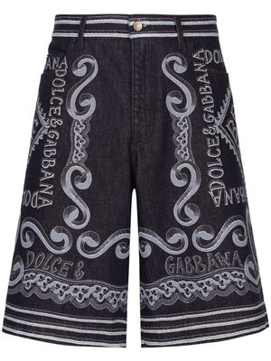 Dolce & Gabbana logo-print denim bermuda shorts - Black
