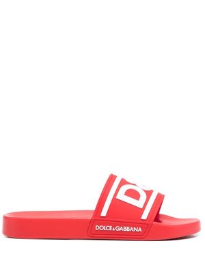 Dolce & Gabbana logo-print detail pool slides - Red