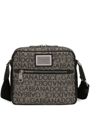 Dolce & Gabbana logo-print jacquard zipped shoulder bag - Neutrals