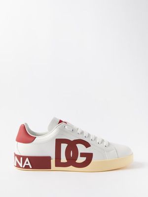 Dolce & Gabbana - Logo-print Leather Trainers - Mens - White Red