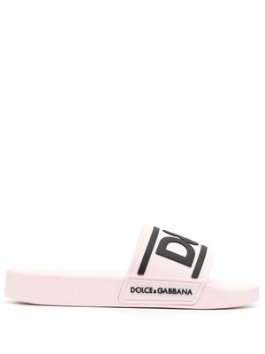 Dolce & Gabbana logo-print rubber slides - Pink