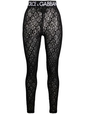 Dolce & Gabbana logo-print sheer leggings - Black