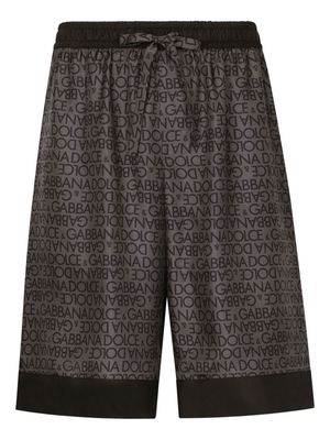 Dolce & Gabbana logo-print silk shorts - Black