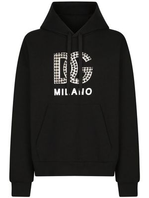 DOLCE & GABBANA logo-print studded hoodie - Black