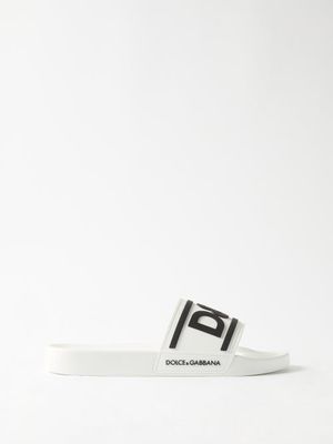 Dolce & Gabbana - Logo Rubber Slides - Mens - White Black