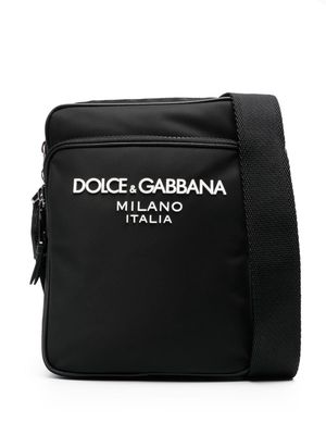 Dolce & Gabbana logo-rubberised messenger bag - Black