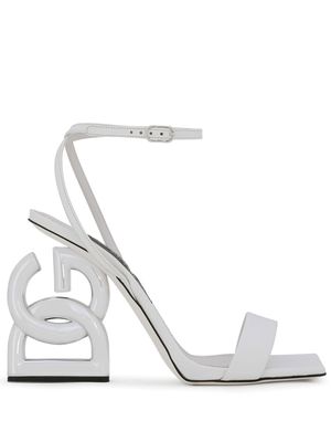 Dolce & Gabbana logo-sculpted heel sandals - White