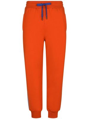 Dolce & Gabbana logo-stripe cotton track pants - Orange
