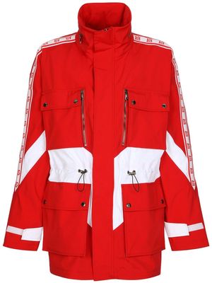 Dolce & Gabbana logo-stripe zip parka jacket - Red