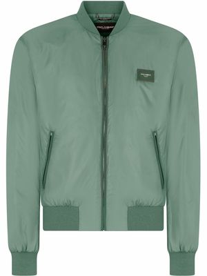 Dolce & Gabbana logo-tag bomber jacket - Green