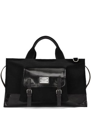Dolce & Gabbana logo-tag canvas holdall bag - Black