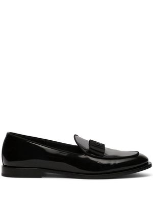 Dolce & Gabbana logo-tag patent leather slippers - Black