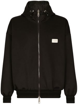 Dolce & Gabbana logo-tag reversible hooded jacket - Black