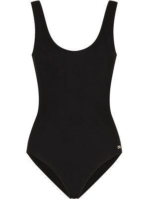 Dolce & Gabbana logo-tag scoop-back swimsuit - Black