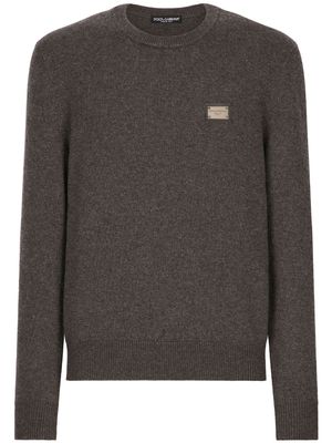 Dolce & Gabbana logo-tag wool-cashmere jumper - Brown