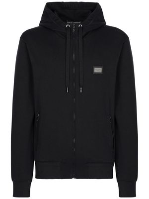 Dolce & Gabbana logo-tag zip-up hoodie - Black