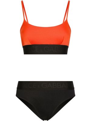 Dolce & Gabbana logo-tape two-tone bikini - Black