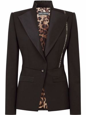 Dolce & Gabbana logo-trim single-breasted blazer - Black