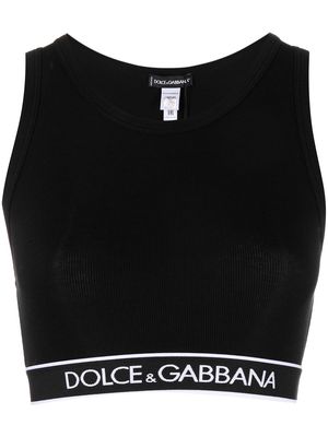 Dolce & Gabbana logo-underband fine-rib crop top - Black