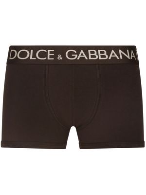 Dolce & Gabbana logo-waist cotton boxer briefs - Brown