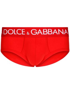 Dolce & Gabbana logo-waist cotton briefs - Red