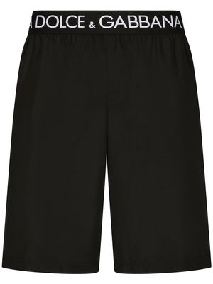 Dolce & Gabbana logo-waist knee-length swim shorts - Black