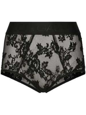 Dolce & Gabbana logo-waist lace briefs - Black