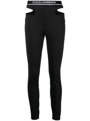 Dolce & Gabbana logo-waistband cut-out trousers - Black