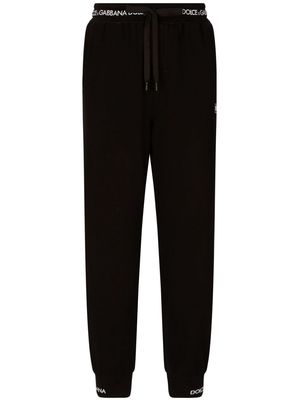 Dolce & Gabbana logo-waistband drawstring track pants - Black