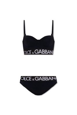 Dolce & Gabbana Logo Waistband Half-cup Bikini Set