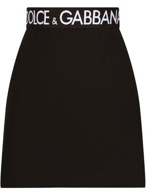 Dolce & Gabbana logo-waistband jersey miniskirt - Black