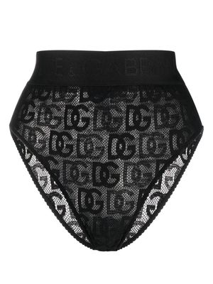 Dolce & Gabbana logo-waistband monogram thongs - Black