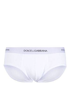 Dolce & Gabbana logo-waistband ribbed-knit briefs - White