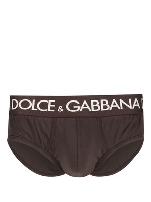 Dolce & Gabbana logo-waistband stretch-cotton briefs - Brown