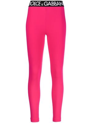 Dolce & Gabbana logo-waistband stretch-fit leggings - Pink