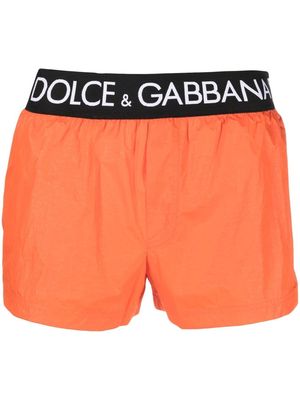 Dolce & Gabbana logo waistband swim shorts - Orange