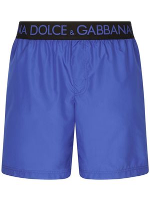 Dolce & Gabbana logo-waistband swimming shorts - Blue