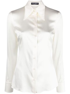 Dolce & Gabbana long-sleeve silk shirt - Neutrals