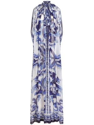 Dolce & Gabbana Maiolica-print silk cape - Blue