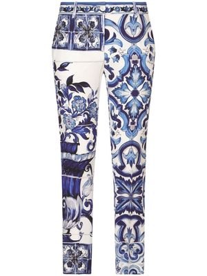 Dolce & Gabbana Maiolica-print tailored trousers - Blue