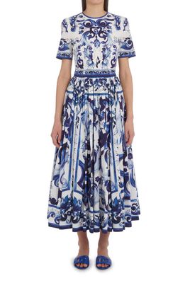 Dolce & Gabbana Majolica Cotton Poplin Dress in Ha3Tn Tris Maioliche F. bco