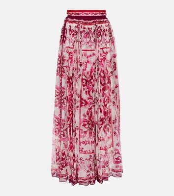 Dolce & Gabbana Majolica pleated silk maxi skirt
