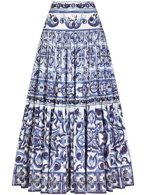 Dolce & Gabbana Majolica-print A-line maxi skirt - Blue
