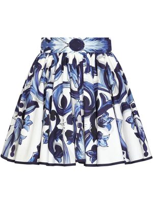 Dolce & Gabbana Majolica-print A-line mini skirt - Blue