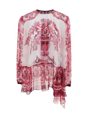 Dolce & Gabbana Majolica Print Belted Blouse